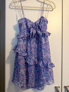 For Love & Lemons Purple Floral Ruffle Sundress